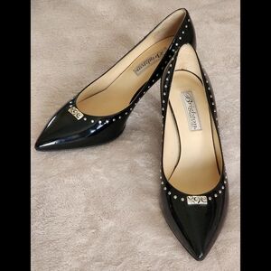 New Brighton Young Classic Pumps Heels Patent Leather Size 7.5 Black & S…